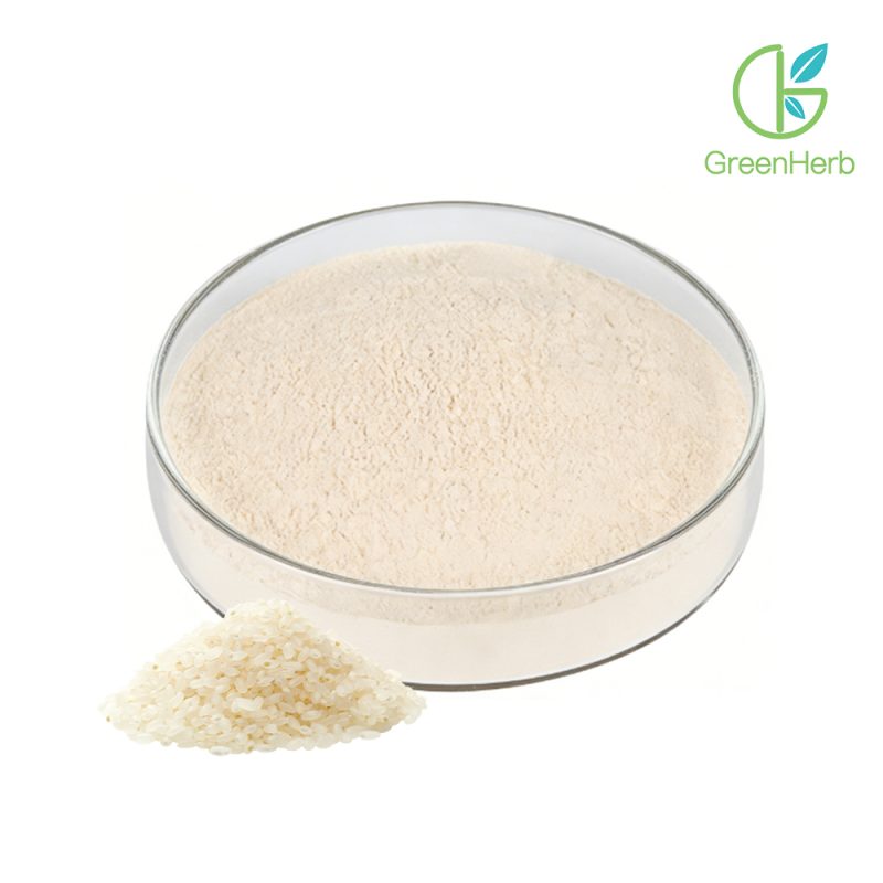 Primer plano de la textura de la proteína de arroz en polvo